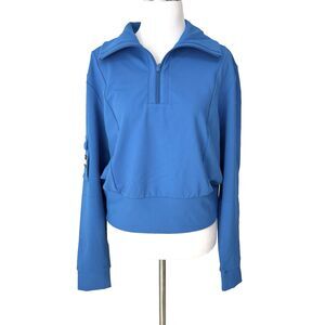 New EleVen by Venus Williams Hot Shot Half Zip Pullover Top Womens Large Blue